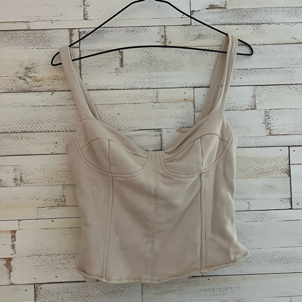 Bone ribbed tank top